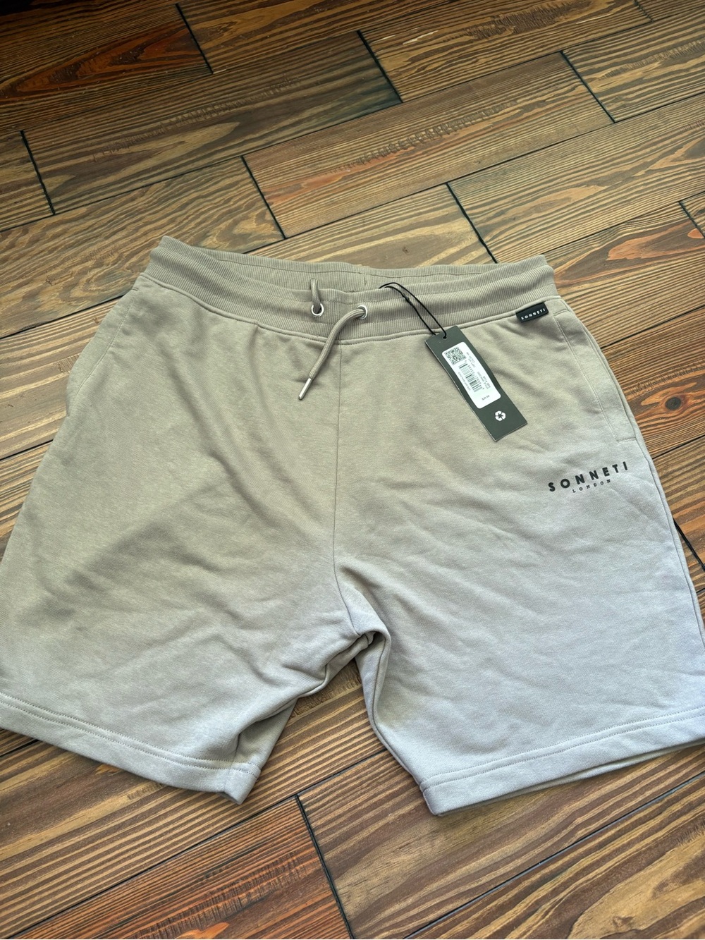 Men’s Athletic Drawstring Shorts — Stone